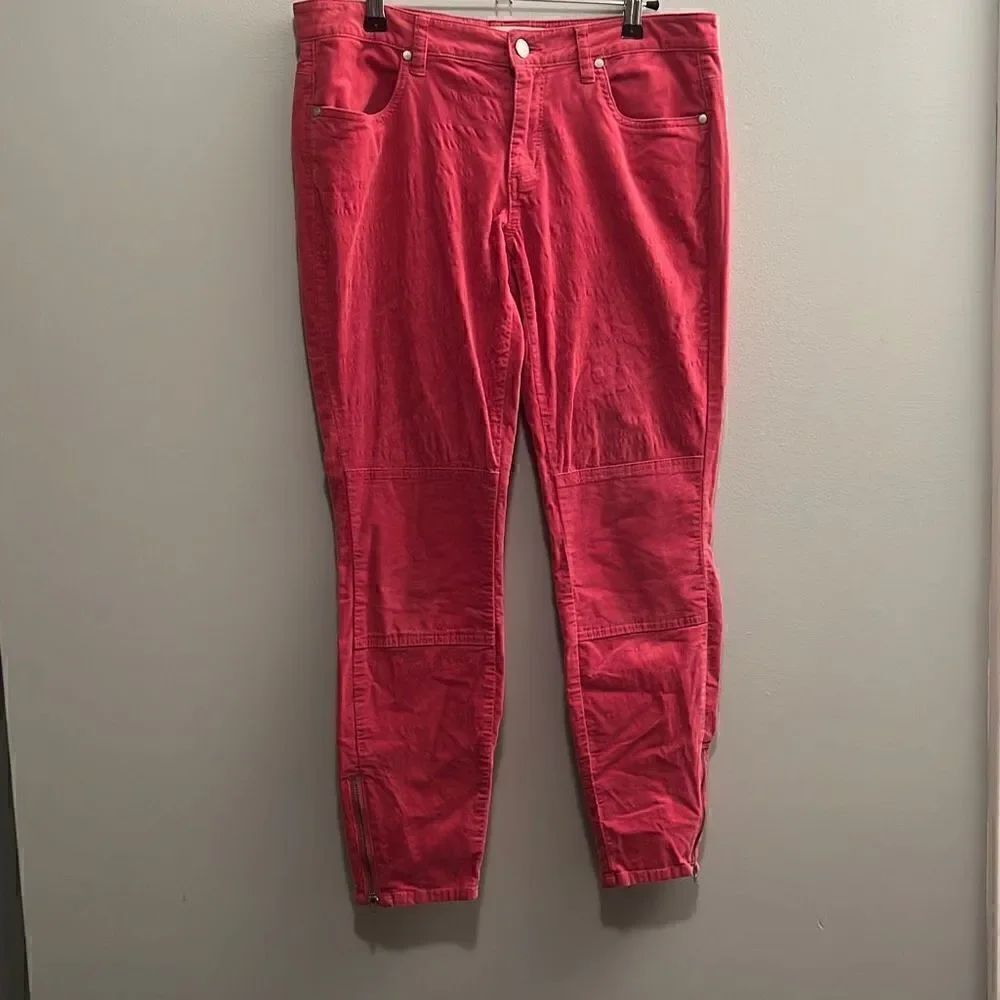 Carve Designs Women's Pink Zip Fly Zippered Leg Skinny Corduroy Pants Size 6
